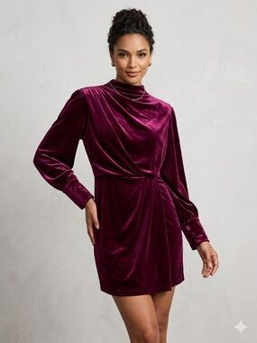 Karl Lagerfeld Women's Velvet Draped Mini Dress - Plum